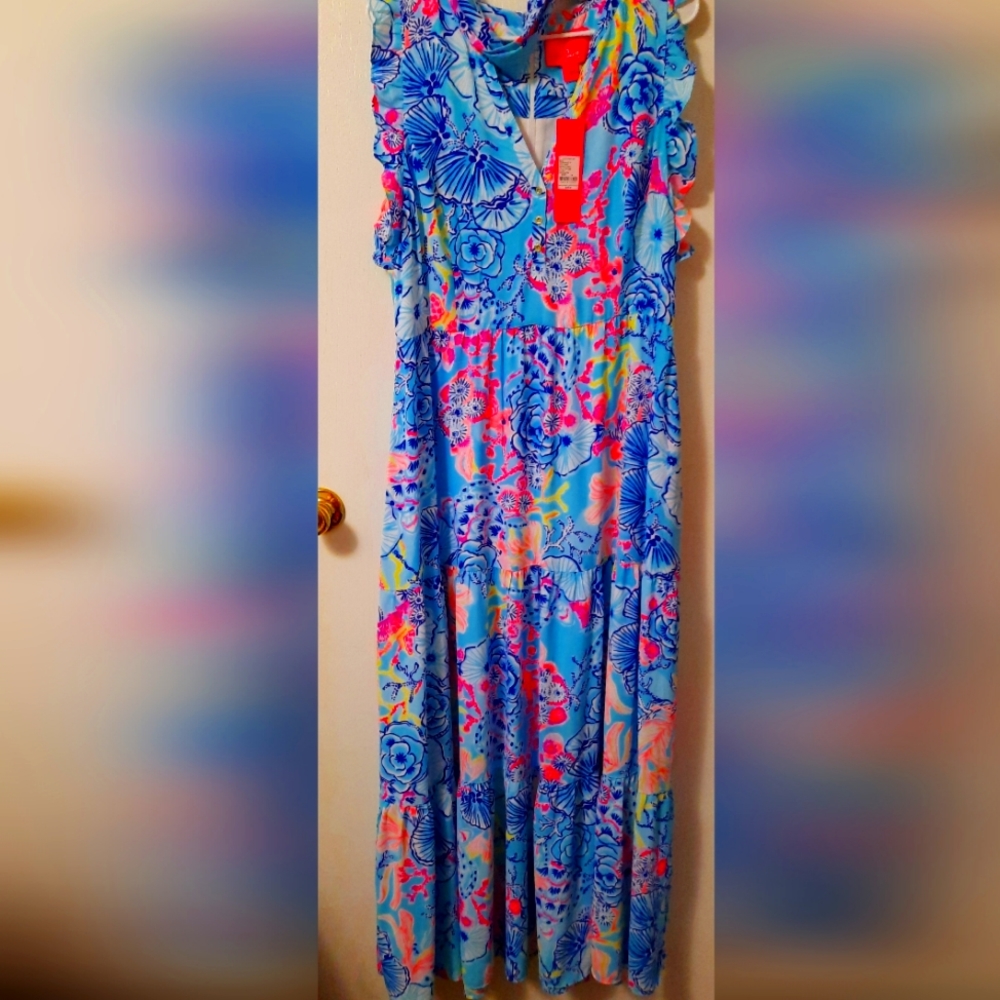 NWT Lilly Pulitzer Destni Maxi in Bali Blue Once Upon a Tide size 14
